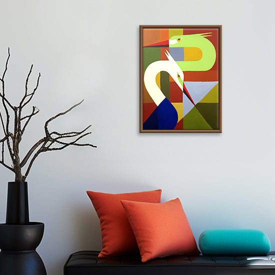 Reflected Stillness Bird Art | Serene Nature Canvas Capturing Birds in Still Waters | Handmade Bird Art