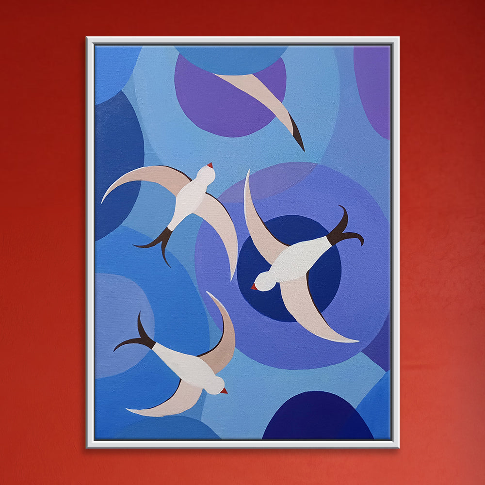 Songs of the Sky Bird Art | Bird-Themed Painting Evoking Melody and Lightness