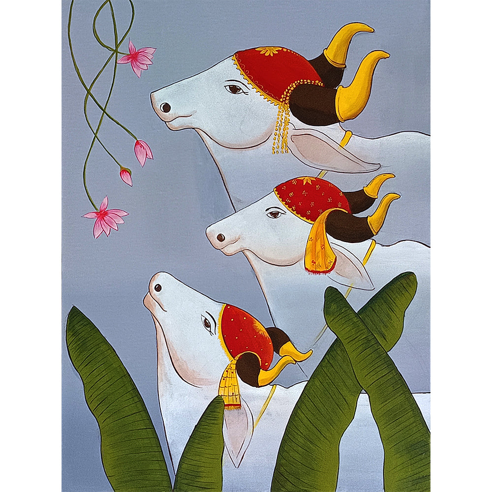 Pichwai Art of Cows1 | Intricate Traditional Handmade Painting