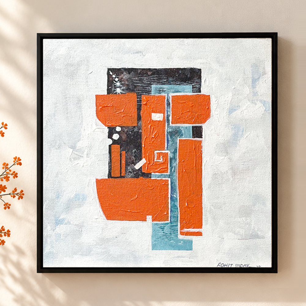 Modern painting of Lord Ganesha in a clean contemporary devotional style, 12" x 12" original painting, rich in colour
