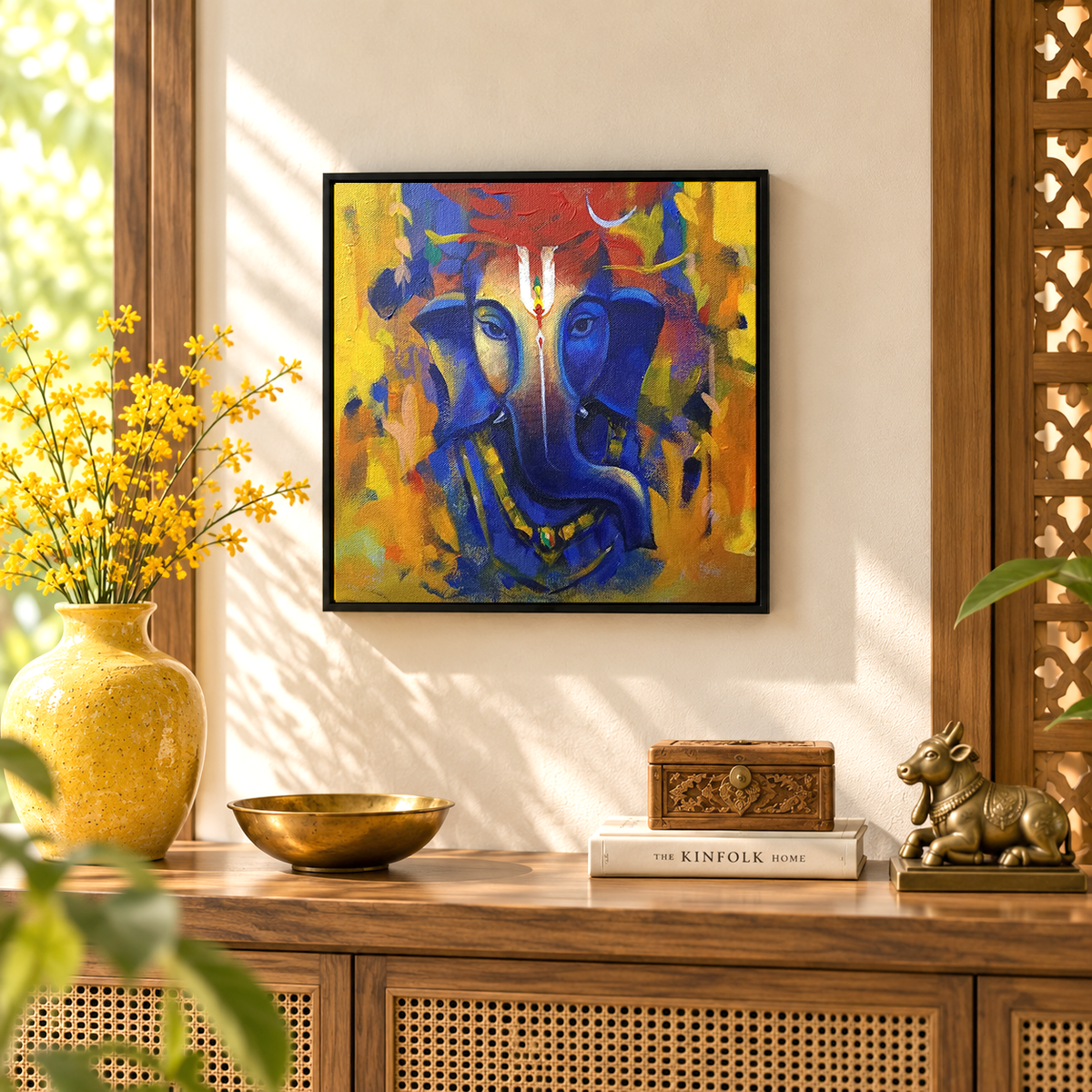 Radiant Vinayaka | Expressive Ganesha Painting by Sajaao