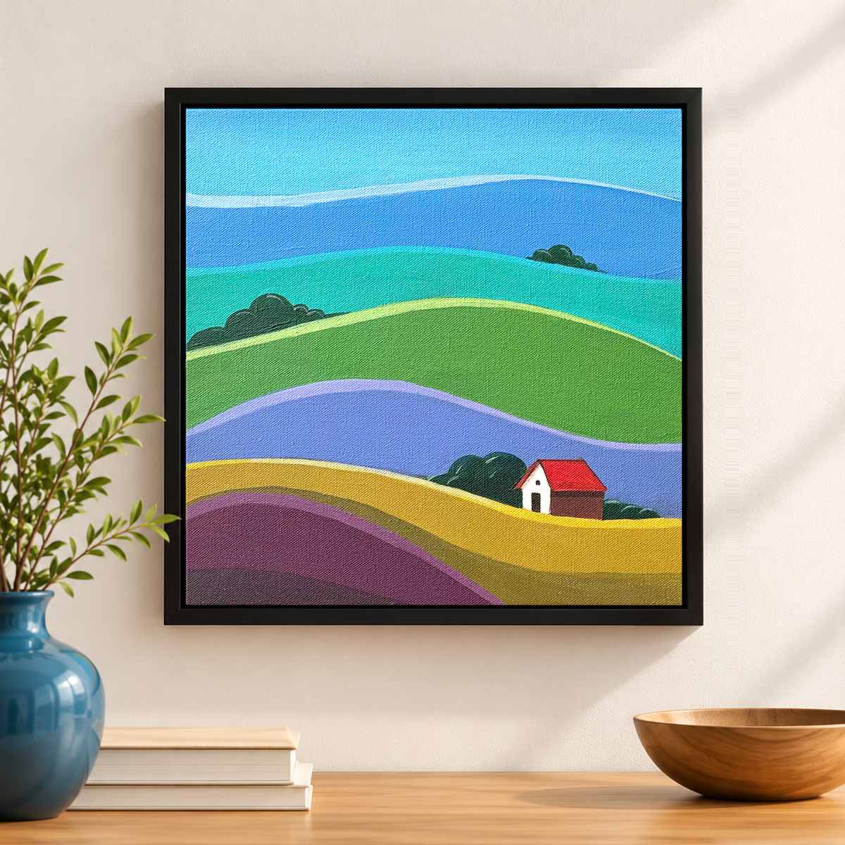 Rolling Harmony | Countryside Landscape Painting by Sajaao