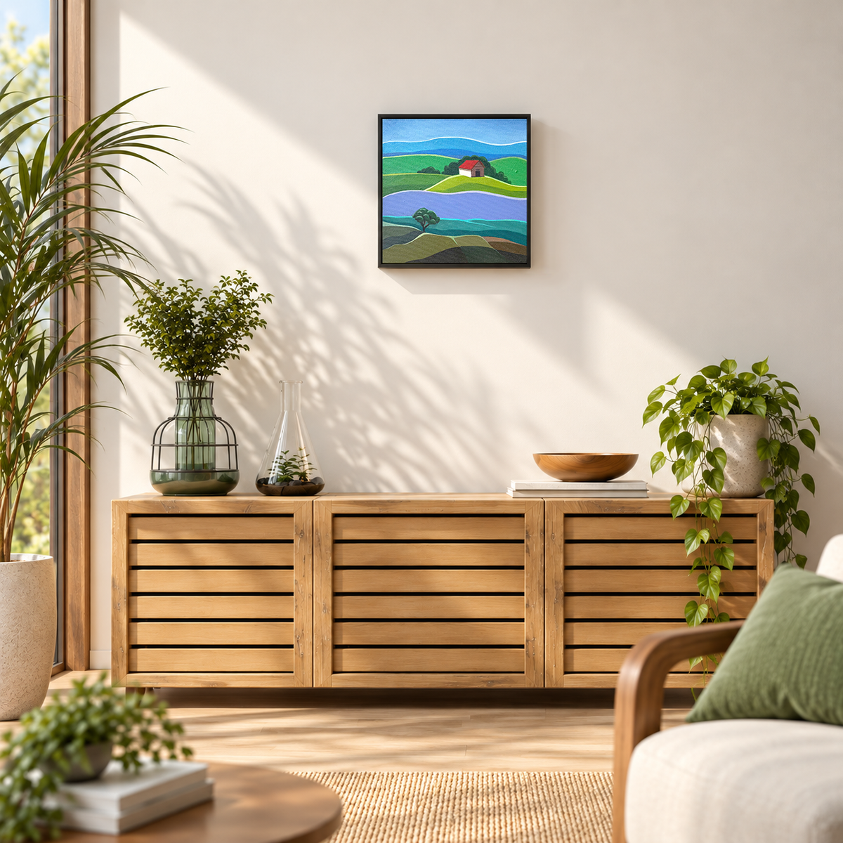 Meadow Vista | Rolling Hills Landscape Painting by Sajaao