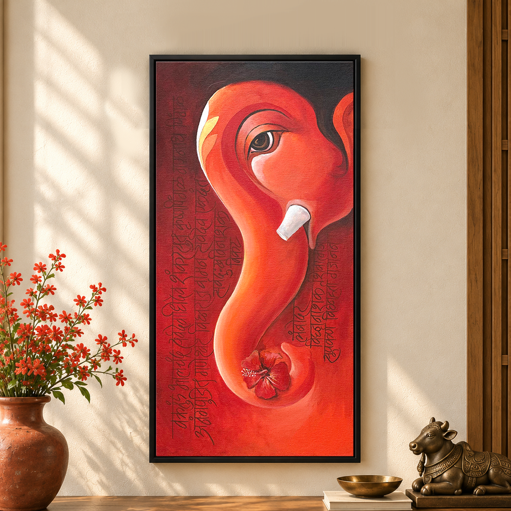 Lambodar | Realistic Ganesha Head Delicately Rendered Painting