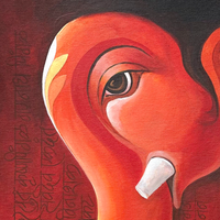 Lambodar | Realistic Ganesha Head Delicately Rendered Painting - Image 4