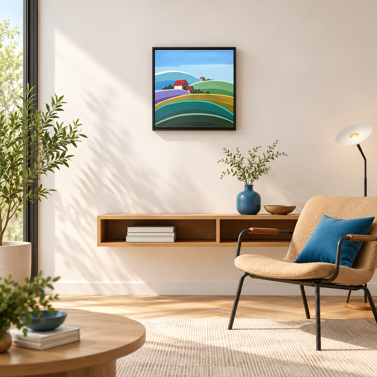 Pastoral Harmony | Countryside Landscape Painting by Sajaao