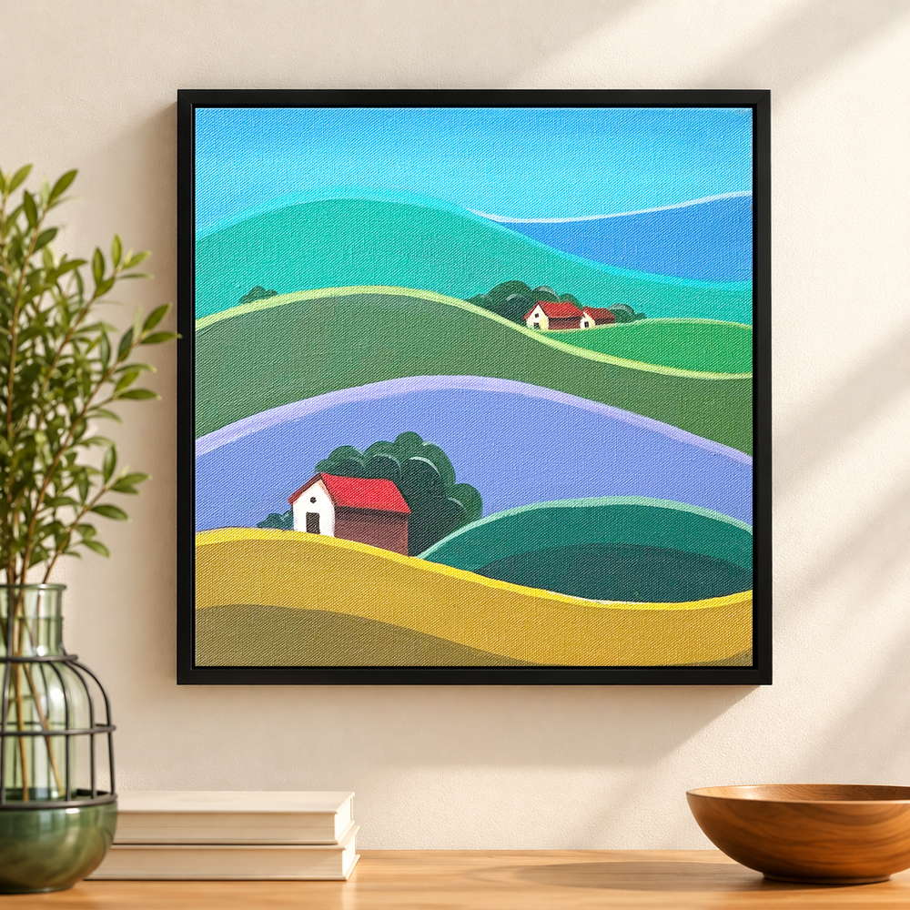 Golden Meadows | Countryside Landscape Painting by Sajaao