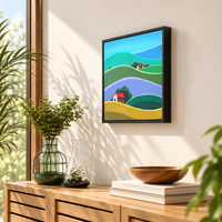 Golden Meadows | Countryside Landscape Painting by Sajaao - Image 3