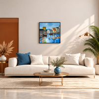 Harbor Mosaic | Coastal Village Landscape Painting by Sajaao - Image 2