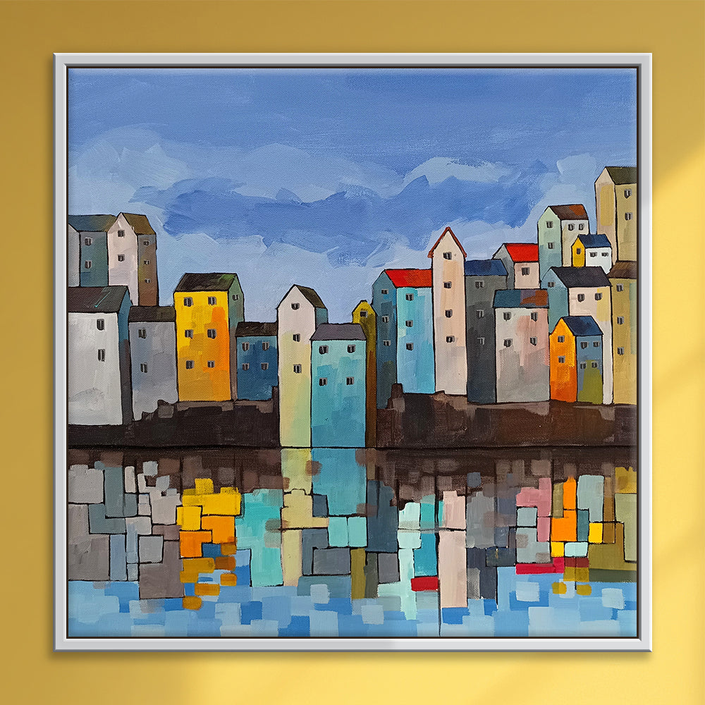 Sky Beneath Streets | Contemporary Cityscape Painting with Unique Views