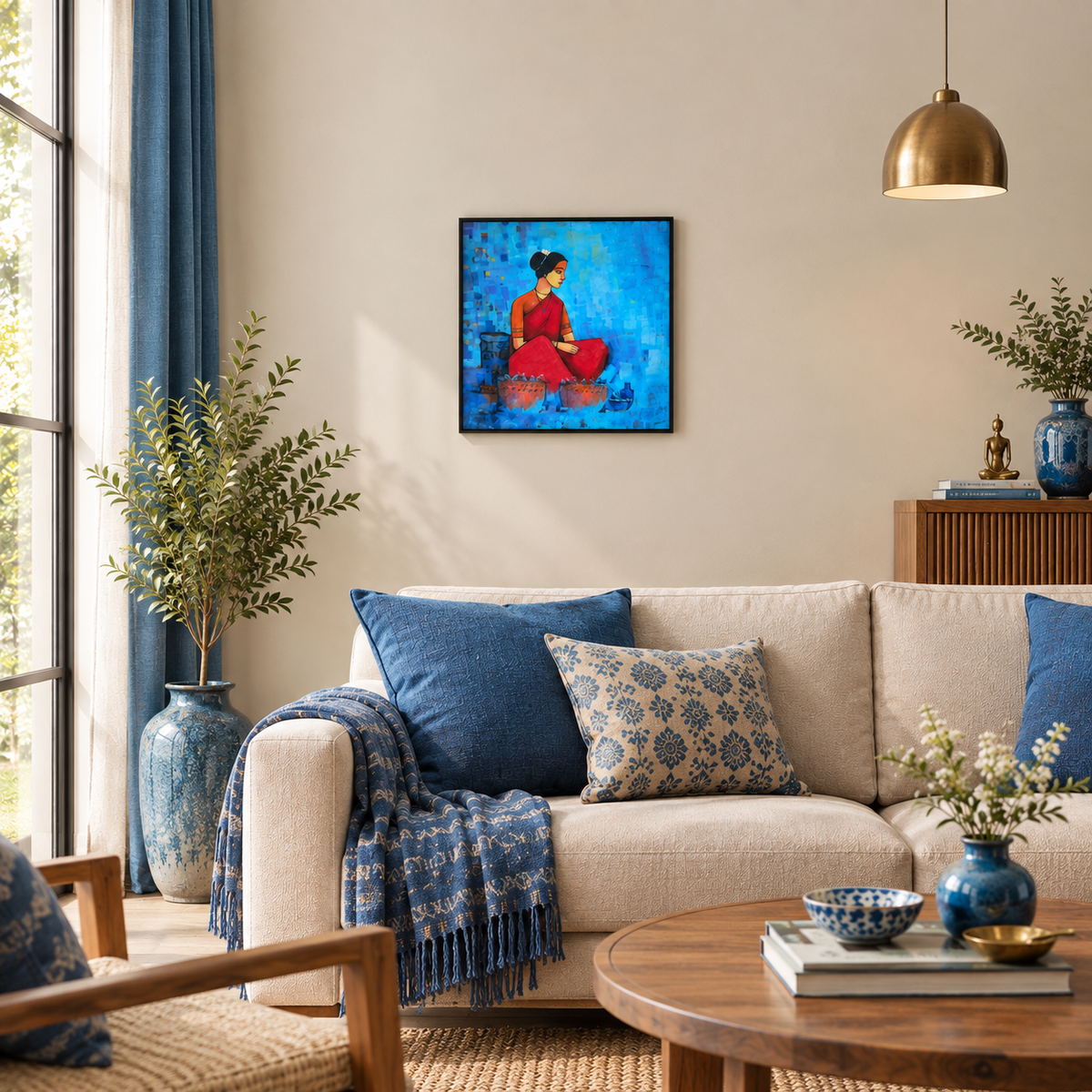 Fish Basket | Koli Fisherwoman Delicately Rendered Painting