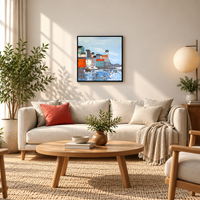 Azure Harbor | Coastal Village Contemporary Painting by Sajaao - Image 2