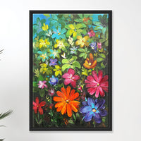 Garden Symphony | Multi-Bloom Colorful Floral Canvas Painting - Image 1