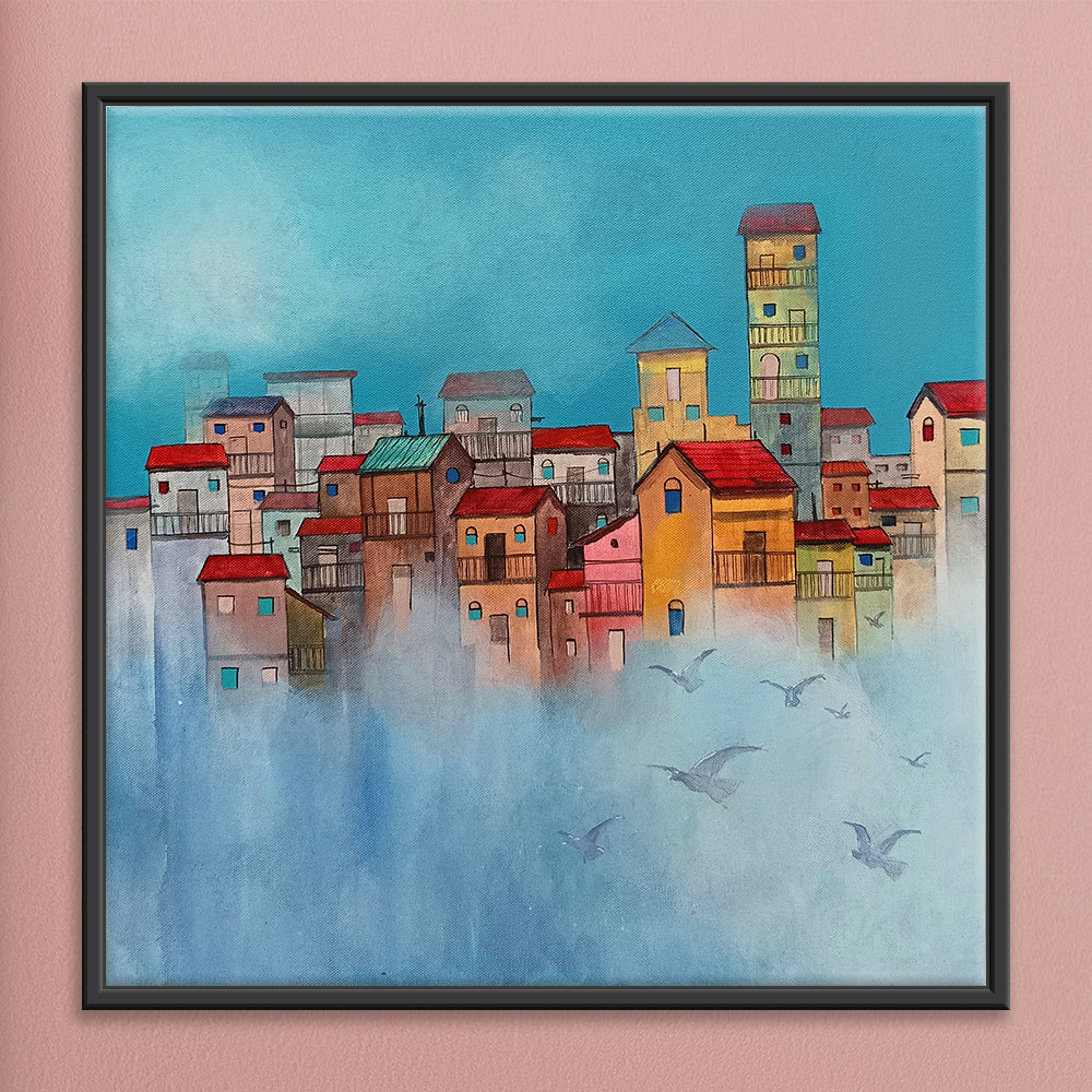Aerial Cityscape | Stunning Skyline Painting from a Bird’s-Eye View