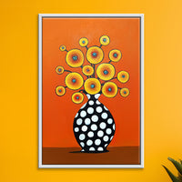 Golden Bloom | Floral Vase Delicately Rendered Painting - Image 1