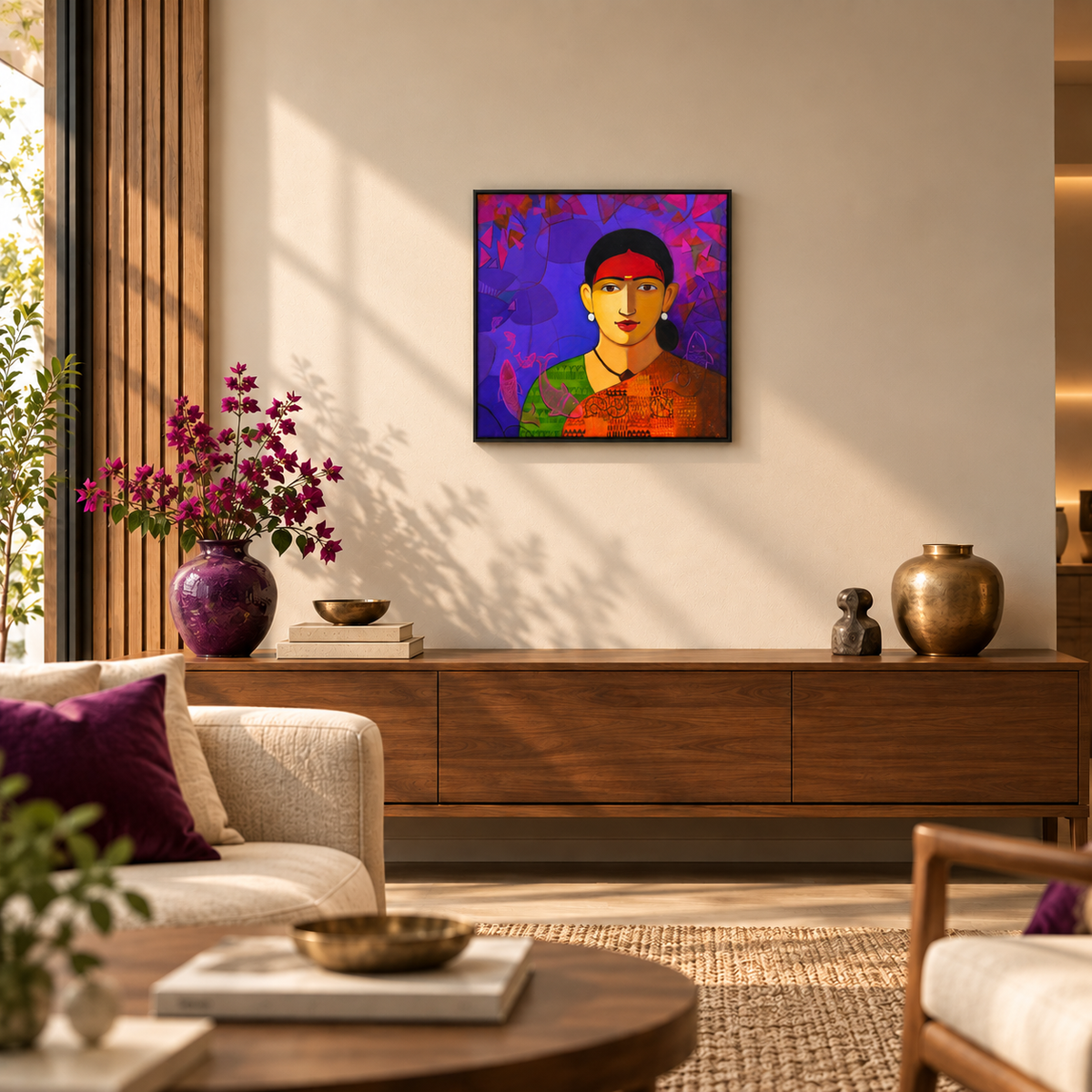 Magenta Reverie | Maharashtrian Woman Painting by Sajaao