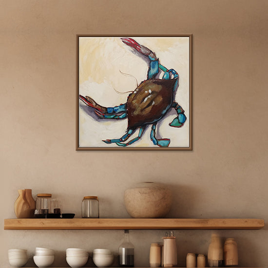 Crabscape Painting | Vibrant Crab Artwork for Restaurant & Café Interiors | Vibrant Realism Handmade Painting