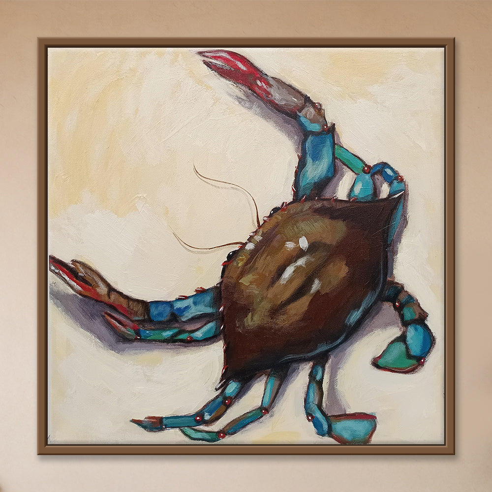 Crabscape Painting | Vibrant Crab Artwork for Restaurant & Café Interiors | Vibrant Realism Handmade Painting