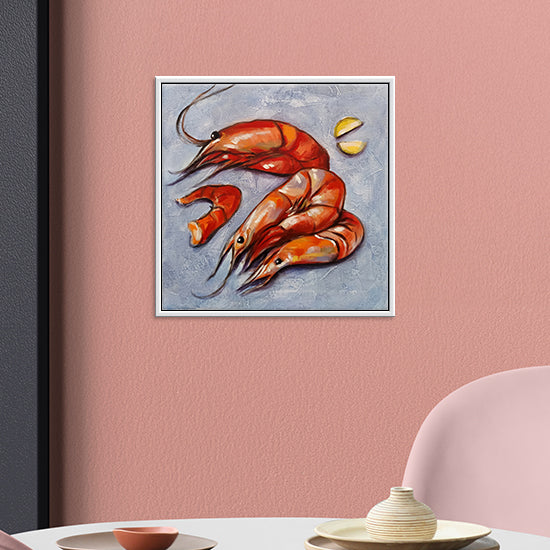 Shrimpnosis Paintings | Playful Shrimp Art for Restaurant Wall Décor | Vibrant Realism Handmade Painting