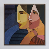 Two as One | Cubist Sisters Portrait Painting by Sajaao - Image 1
