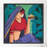Bloom of the Heart | Indian Woman with Flowers Painting - Image 1
