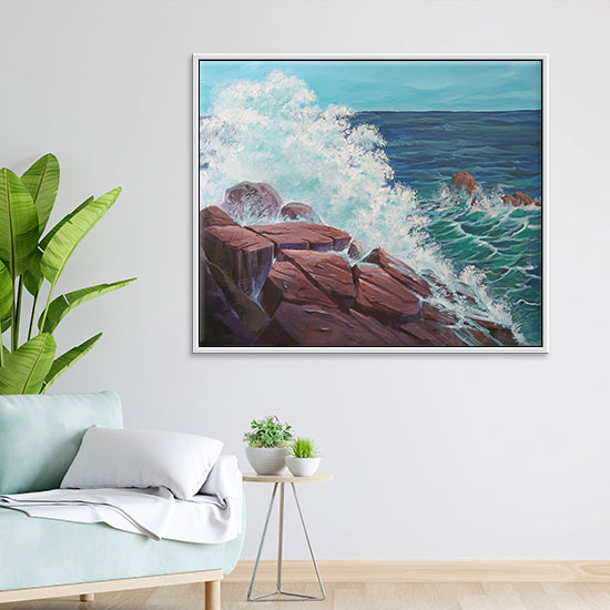 Cascading Falls Painting | Handmade Sea Landscape Art