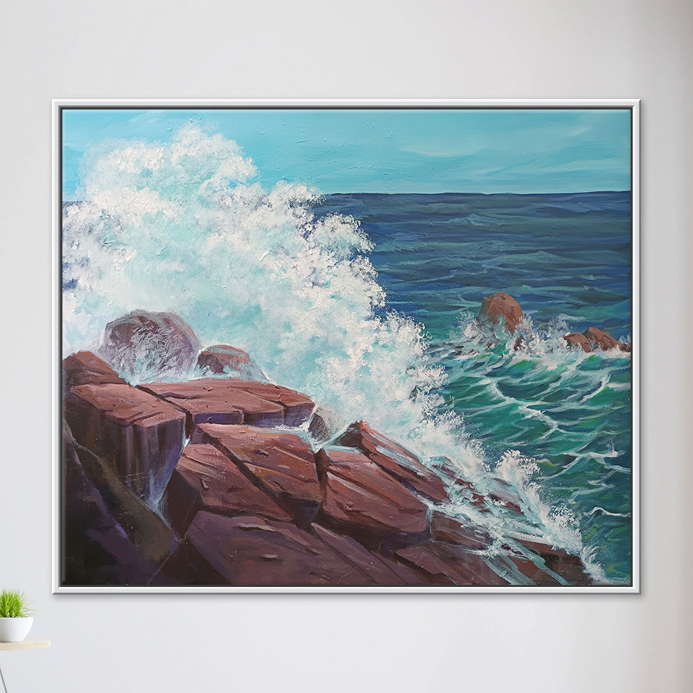 Cascading Falls Painting | Handmade Sea Landscape Art