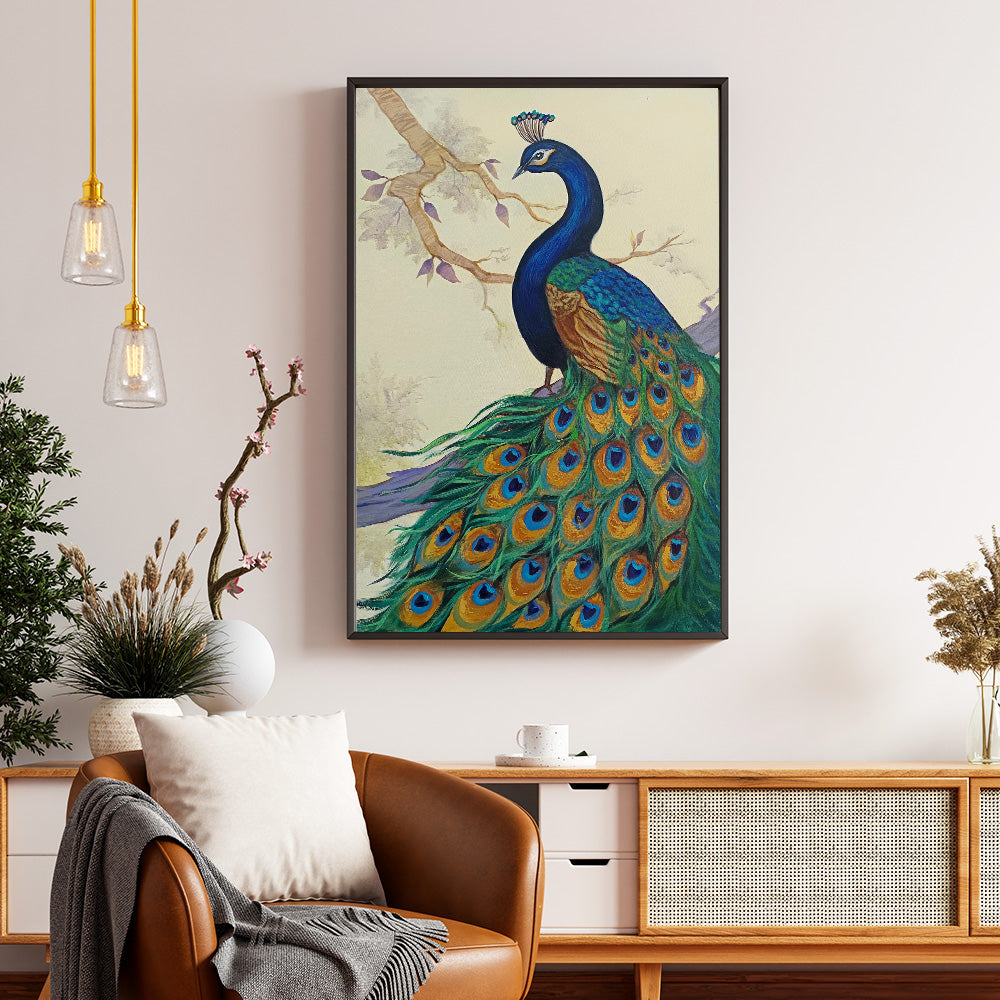 Whispers of Royalty Peacock Art| Graceful Peacock Painting for Refined Décor