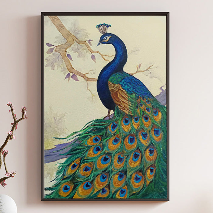 Whispers of Royalty Peacock Art| Graceful Peacock Painting for Refined Décor