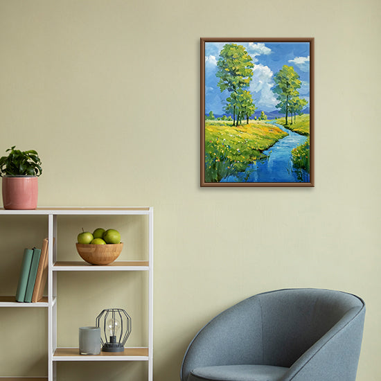 Peaceful Nature Painting | Serene River & Nature Scene | Original Water Landscape Painting
