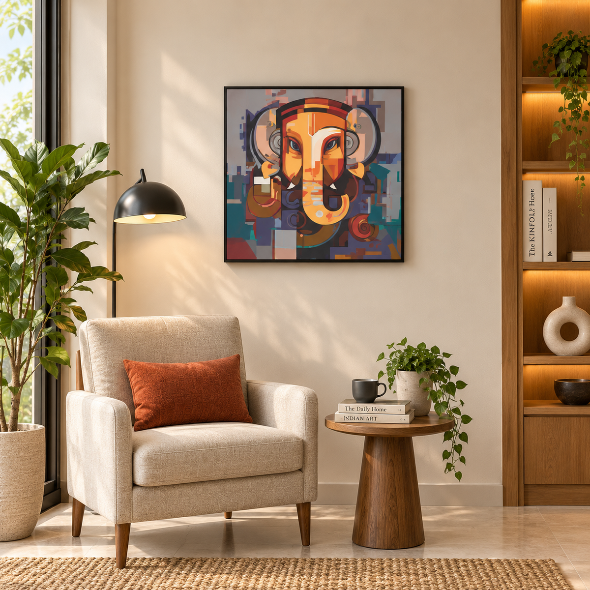 Vighnaharta Cubique | Cubist Ganesha Painting by Sajaao