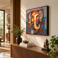 Vighnaharta Cubique | Cubist Ganesha Painting by Sajaao - Image 4