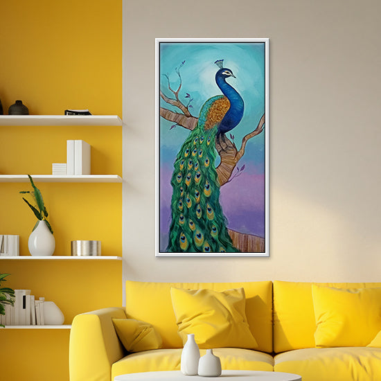 Peacock Feathers Painting |  Elegant Peacock Painting for Serene Interiors