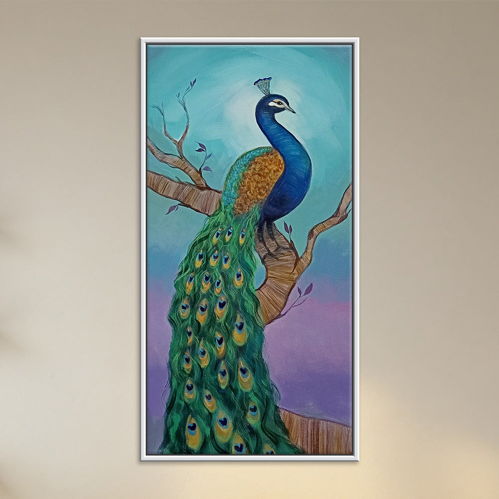 Peacock Feathers Painting |  Elegant Peacock Painting for Serene Interiors