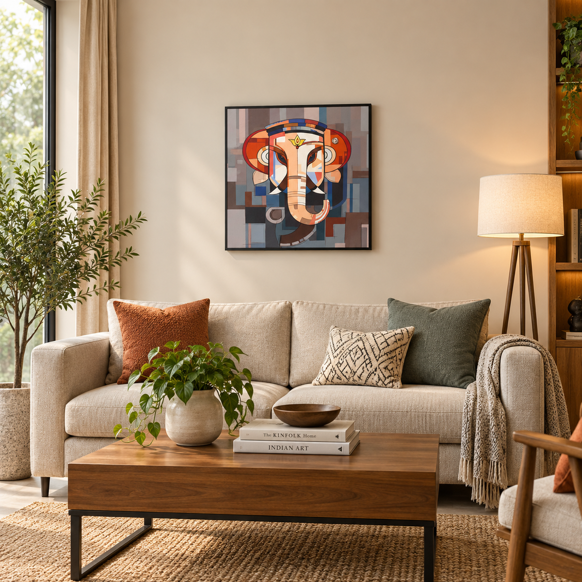 Siddhi Vinayak Cubique | Geometric Ganesha Painting by Sajaao