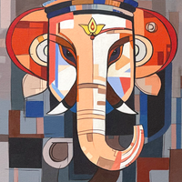 Siddhi Vinayak Cubique | Geometric Ganesha Painting by Sajaao - Image 3