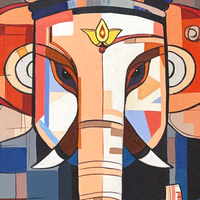 Siddhi Vinayak Cubique | Geometric Ganesha Painting by Sajaao - Image 4