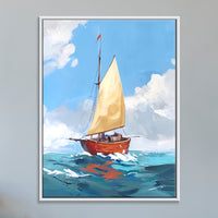 Sailing Into the Wind | Sailboat on Ocean Painting by Sajaao - Image 1