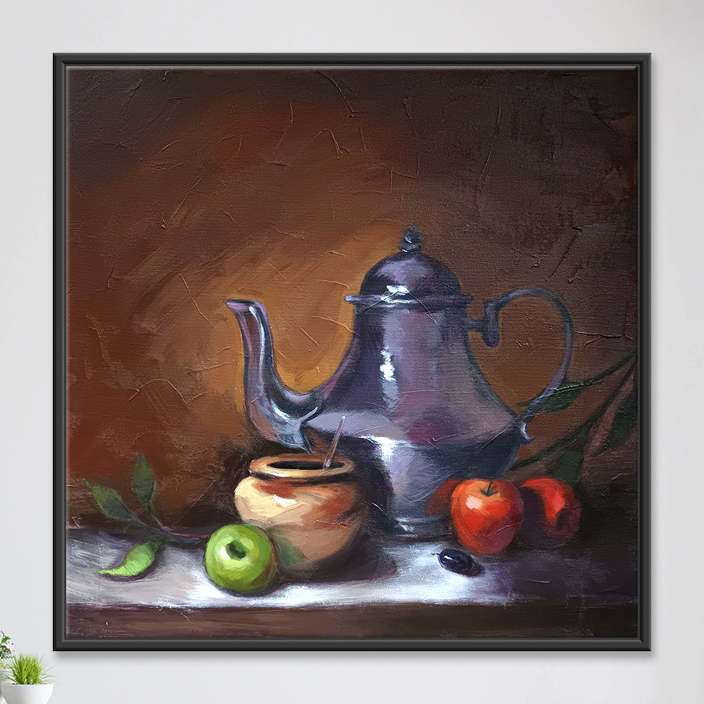 The Tea Hour | Elegant Still Life Painting for Calm, Cozy Interiors