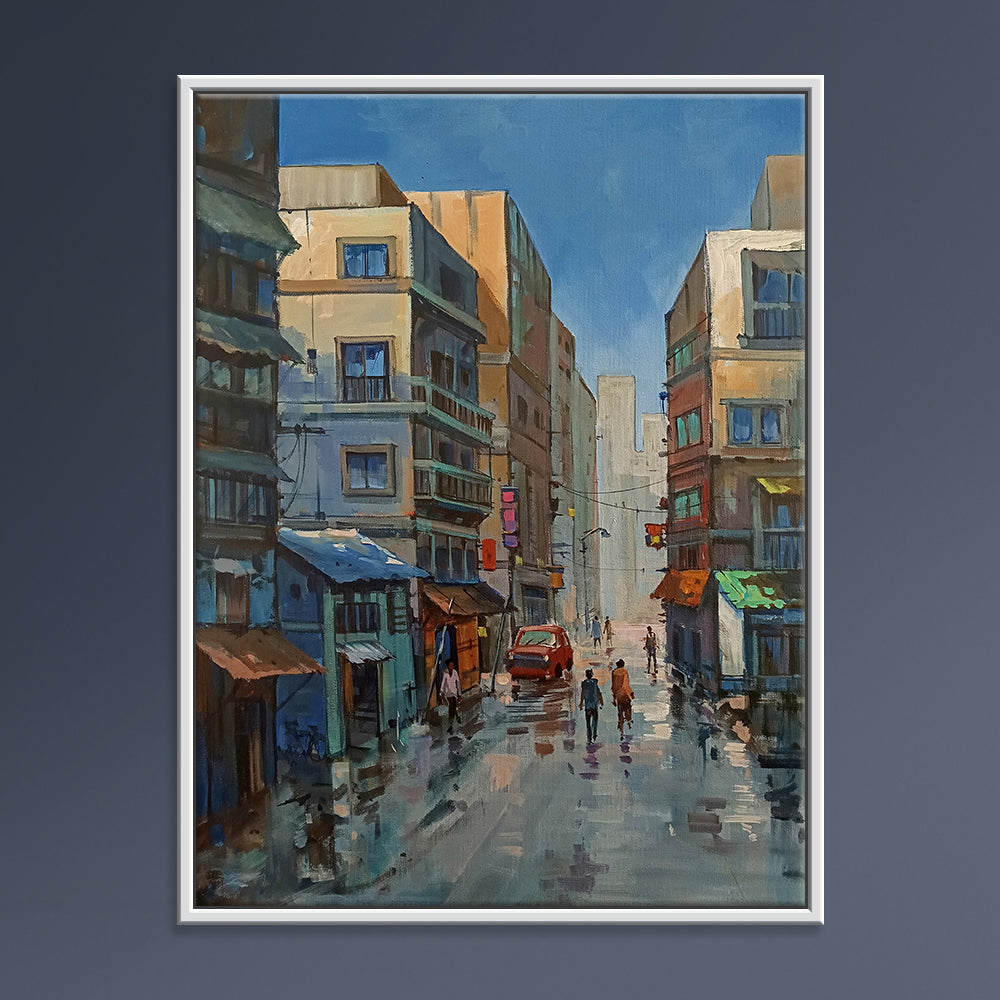 Midday Mosaic House Art | Original Landscape Canvas Celebrating Daytime Energy