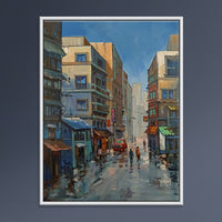 Monsoon Alley | Indian City SLandscape Painting, Rivert Delicately Rendered Painting - Image 1