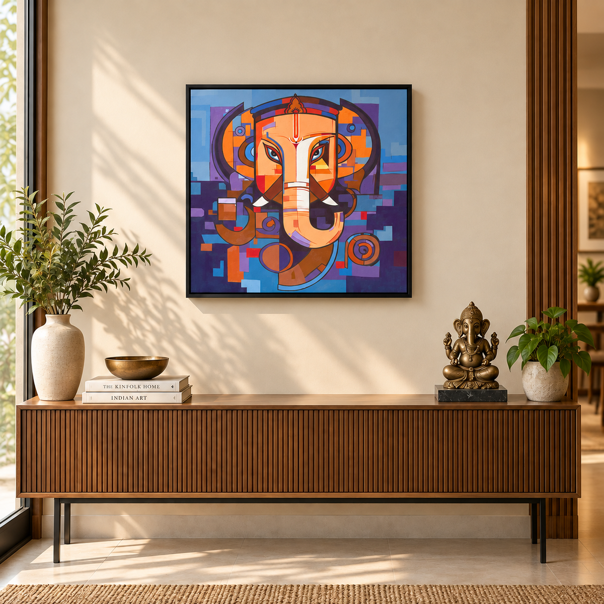 Stitched in Divinity | Textile-Style Ganesha Painting by Sajaao