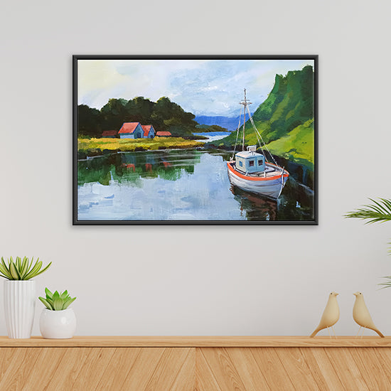 Quiet Reflections Painting | Calming Water Landscape Wall Art | Landscape Canvas Painting