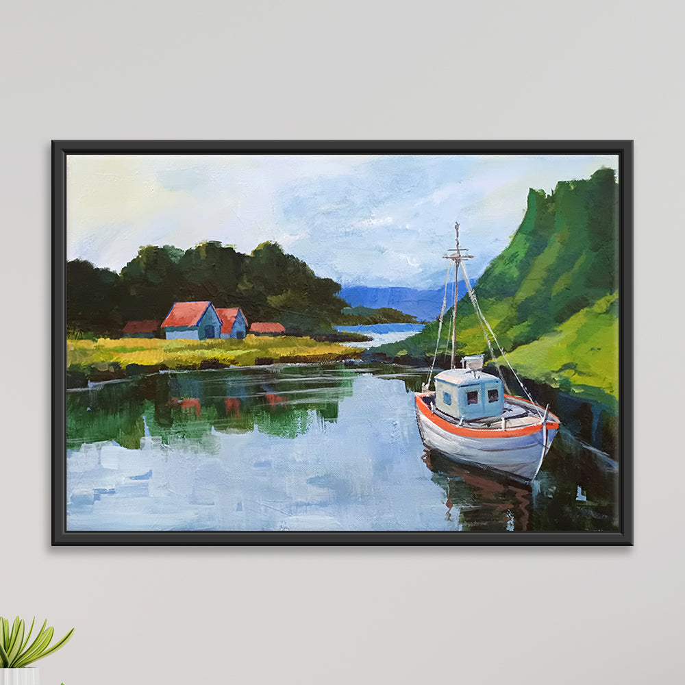 Quiet Reflections Painting | Calming Water Landscape Wall Art | Landscape Canvas Painting