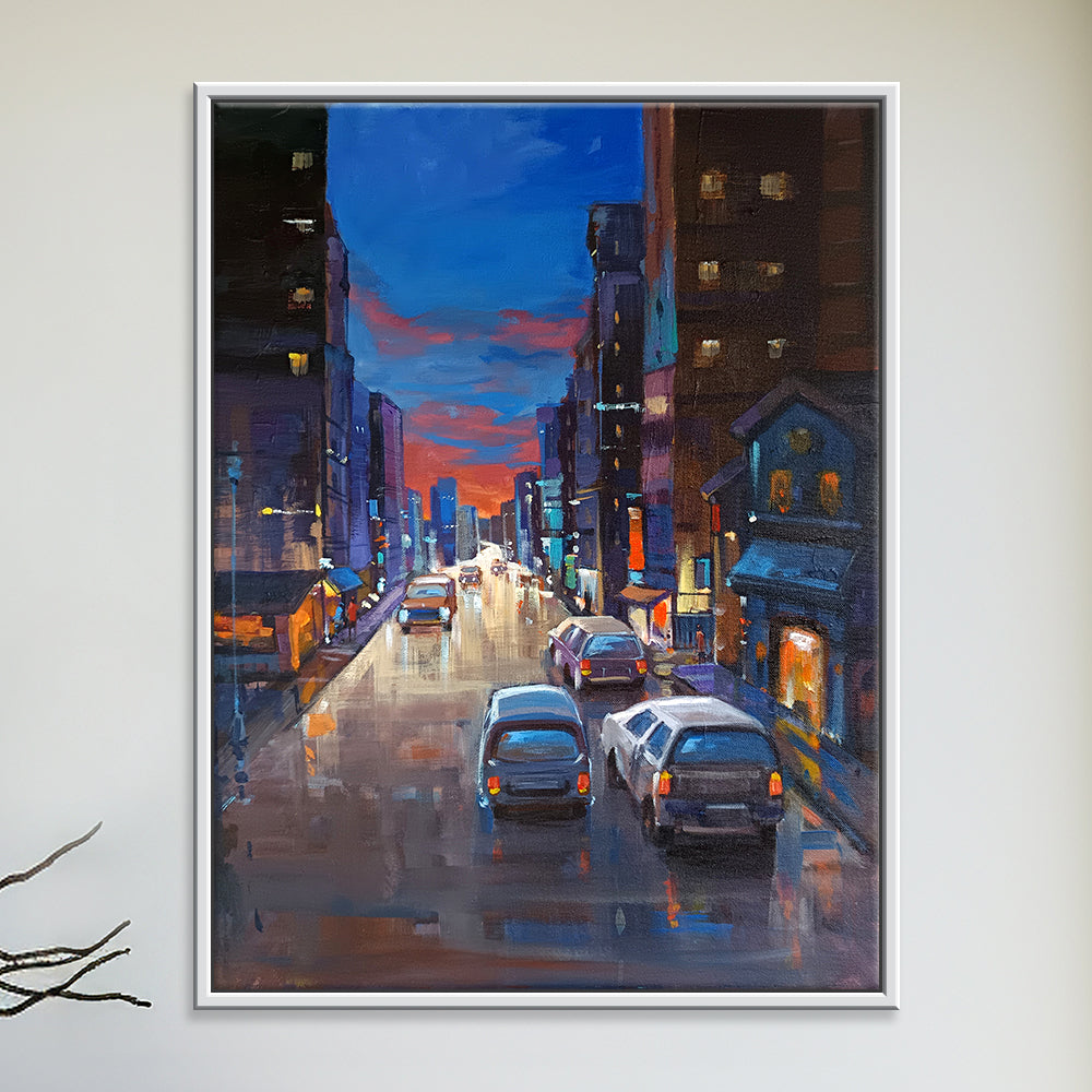 City in Motion | Handmade Abstract Cityscape Painting | Landscape Canvas Painting