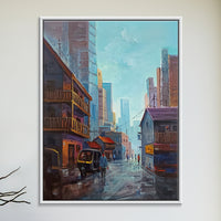 Rain-Washed City | Indian City SLandscape Painting, Rivert Painting by Sajaao - Image 1