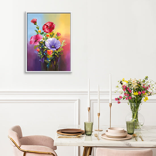 Garden of Light Floral Painting | Colorful Bouquet | Handmade Floral Masterpiece Canvas Painting