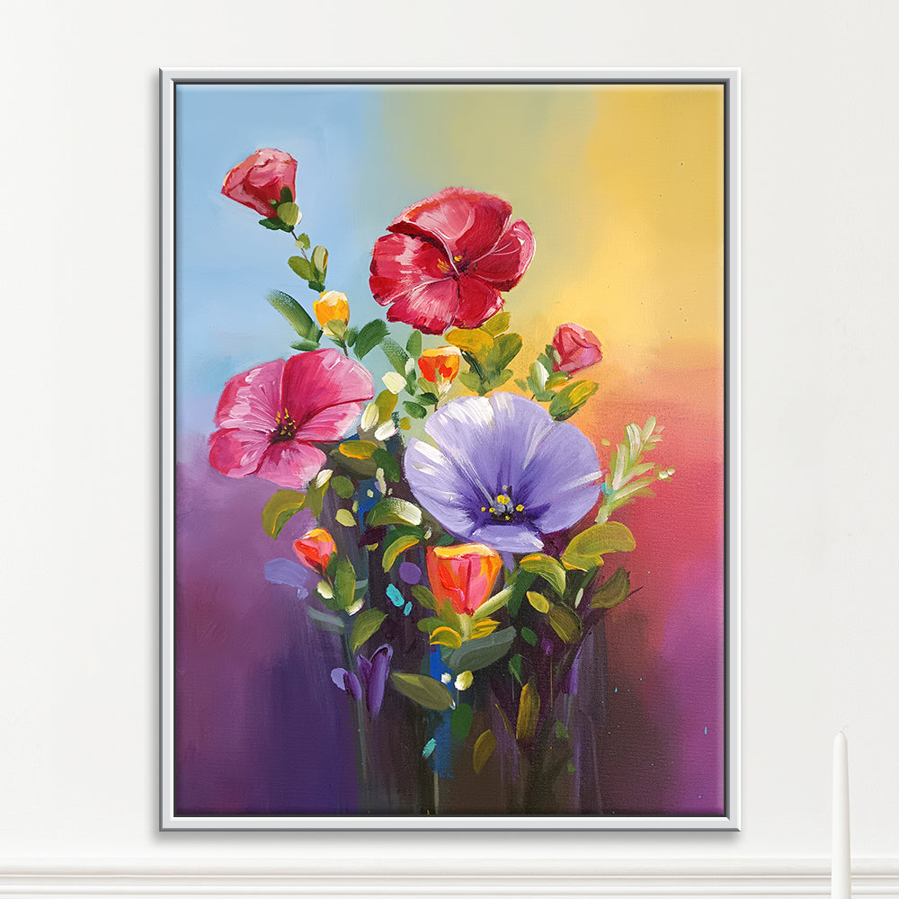 Garden of Light Floral Painting | Colorful Bouquet | Handmade Floral Masterpiece Canvas Painting