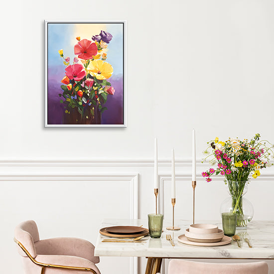 Petals of Light Floral Painting | Vibrant Bouquet | Handmade Floral Masterpiece Canvas Painting
