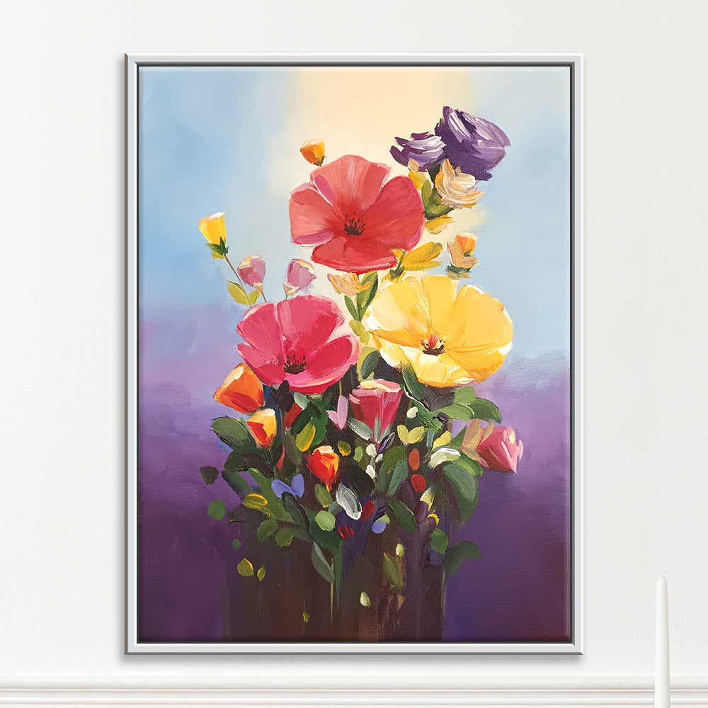 Petals of Light Floral Painting | Vibrant Bouquet | Handmade Floral Masterpiece Canvas Painting